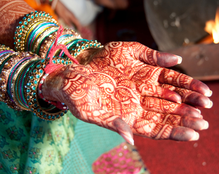 Henna on an Indian bride's hand