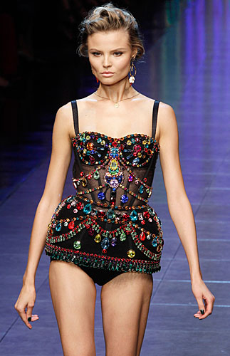 Dolce &amp; Gabbana: Bustier nero - Pietre colorate -