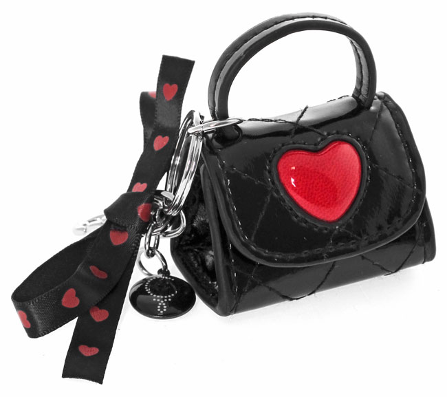 Camomilla Keyring - borsa nera con cuore rosso