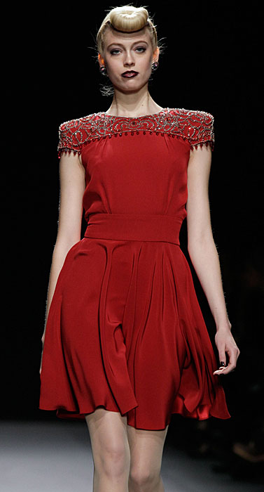 Jenny Packham - mini abito rosso con richiami sulle spalle