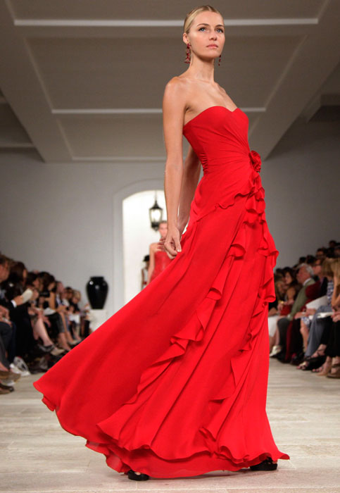 Ralph Lauren - abito lungo rosso senza maniche