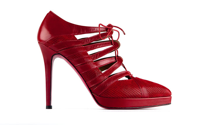 Scarpa rossa con listini Rizieri Shoes