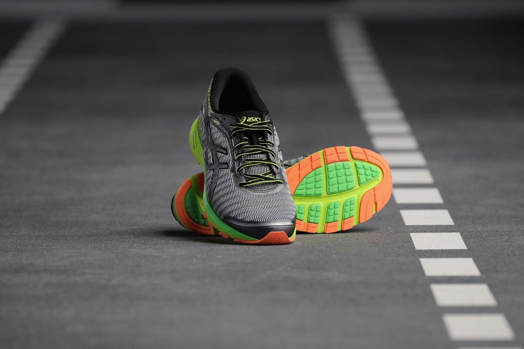 NEW YORK, NY - JUNE 14: The new DynaFlyte running shoe, ASICS lightest-ever cushioning shoe, as seen on the DynaFlyte Deck, a test track specially designed for ASICS DynaFlyte Global Launch Event on June 14, 2016 in New York City. (Photo by Neilson Barnard/Getty Images for ASICS)