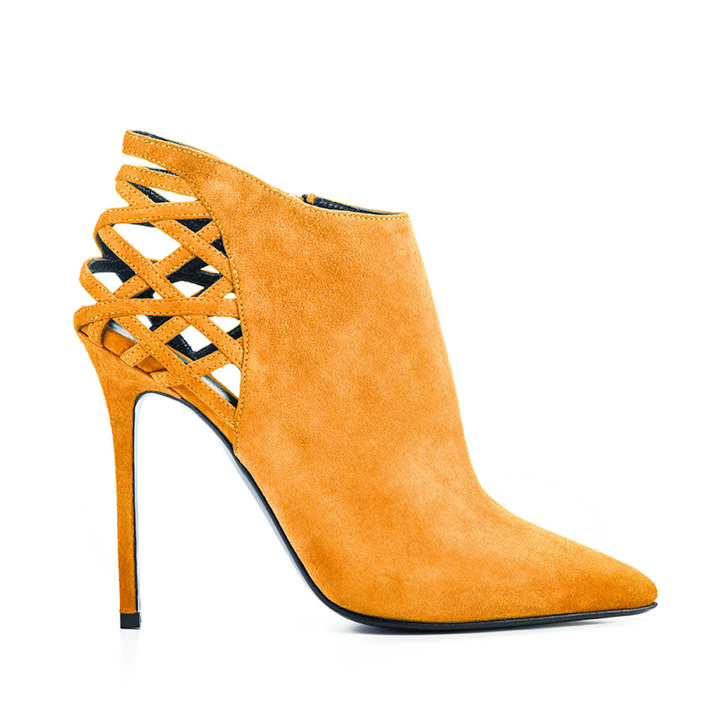  Ankle boot Elisabeth by Simone Castelletti in camoscio con tallone intrecciato e tacco a spillo 11 cm